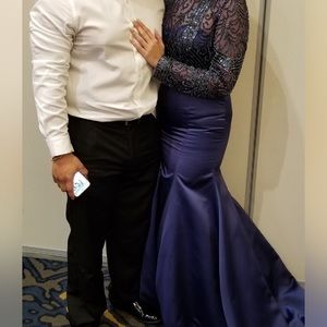 2 piece navy blue mermaid dress